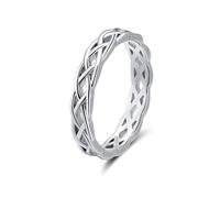 S925 Sterling Silver Celtic Knot Eternity Band Ring Noble Simple Ring for Girlfriend, Wife, Silver Size 8