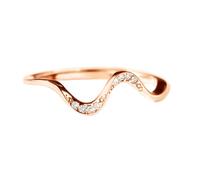 S925 Sterling Silver Wave Friendship Rings Stackable Knuckle Rings for Best Friend Matching Minimalist Wave Ring Jewelry Birthday Gifts for Women Sisters (rose,6)