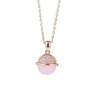 S925 Strawberry Pink Bead Crystal Necklace Clavicle Chain Japanese and Korean Necklace Rose