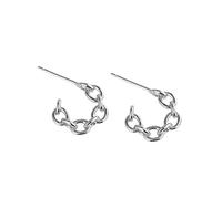 S925 Stud Earrings Japanese and Korean Semicircular Interlocking Chains Hollow Ear Jewelry