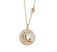 S925 Sun Moon Star Necklace Zirconium Diamond White Pearl Shells Pendant Clavicle Chain