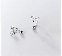 S925 White Fungus Studs, Women's Micro-Inlaid Hollow Bowknot Girly Heart Ear Jewelry, 925