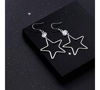 S925 Women's Korean Fashion Hollow Five-Pointed Star Earrings Temperament Unique Personality Diamond