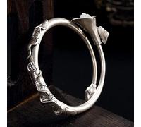 S990 Pure Natural Hetian Jade White Magnolia Flower Inlaid Leaf Ladies Jewelry Women's Bracelets