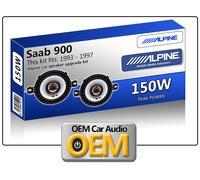 Saab 900 Frente Salpicadero Altavoces Alpine 3.5" 8.7cm Coche Kit 150W Max Poder