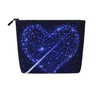 SAAKE Bolsa de maquillaje de una sola capa con estampado de corazón de estrella fugaz con bolsas con cremallera, esenciales para mujer, Negro -, Talla única