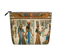 SAAKE Bolsa de maquillaje de una sola capa con estampado de mujeres en el antiguo Egipto, bolsa de cosméticos de viaje con bolsas con cremallera, esenciales para mujer, Negro -, Talla única