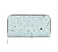 SAAKE Cartera de mano de piel para mujer, con estampado de química, de 7.9 x 3.9 pulgadas, con capacidad para uso casual y de viaje, Negro -, Talla única