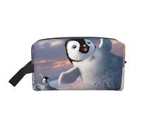 SAAKE Happy Penguin - Bolsa de almacenamiento con cremallera para artículos de aseo personal, artículos de aseo diario, gran capacidad, Blanco, Talla única