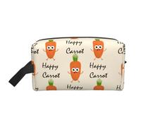 SAAKE Happy Zanahoria - Bolsa de almacenamiento con cremallera para artículos de aseo personal, artículos de aseo diario, gran capacidad, Blanco, Talla única