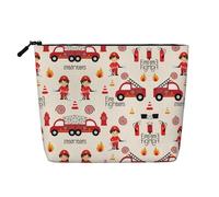 SAAKE Little Boys And Girls In Firefighters - Bolsa de maquillaje de una sola capa, bolsa de cosméticos de viaje con bolsas con cremallera, esenciales para mujer, Negro -, Talla única