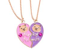 Saalort Collar de mejor amiga para 2, corazón dividido Capibara, joyería de amistad a juego para mujeres, M, Zinc, Circonia cúbica