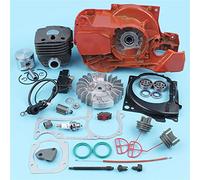 SAANICH Bobina de encendido del volante del cárter, Kit de pistón de cilindro de 50mm apto for Husqvarna 362 365 371 372, rodamiento de motosierra, tapa de combustible y aceite, interruptor de sello