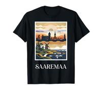 Saaremaa Estonia - Molino de Viento costero, diseño Vintage de Viaje Camiseta