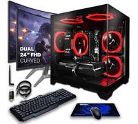 SAAV Drex - Torre de escritorio preconstruida para juegos, Intel Core i7-12700KF, GeForce RTX 5060, 8 GB, GDDR6, doble curvo, monitores de 24 pulgadas, 16 GB, DDR4, 512 GB, NVMe, SSD, WiFi 6, Windows