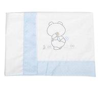 Sábana 100% Algodón Bebé, Hipoalergénica, Transpirable y ecológica. Tacto Suave. 3 Piezas (sábana, Bajera con Gomas Ajustables y Almohada). 100% Fabricación España. (Pepo Celeste, Minicuna 80x50)