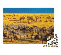 Sabana Africana 1000 Piezas Jigsaw Puzzle Papel Reciclado Migración de la Fauna Silvestre Puzzles para Niños a Partir de 6 Años Accesorios para Tiempo de Juego Familiar Excelente Idea de Regalo H...