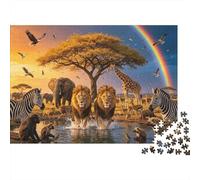 Sabana Africana Jigsaw Puzzle 1000 Piezas Reciclable Material Reino Animal Puzzles para Ancianos Alivia la Demencia Senil Fun Activity Excelente Idea de Regalo 70x50cm/1000pcs