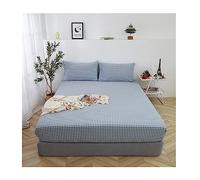 Sábana Ajustable 100% Algodón Lavado Bolsillo Hondo 25cm Suave Transpirable Patrón Rejilla Fondo para Small Double 4ft Twin Full Queen King 1 Pieza Sin Funda Fácil Cuidado Hipoalergénico
