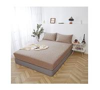 Sábana Ajustable 100% Algodón Lavado Bolsillo Hondo 25cm Suave Transpirable Patrón Rejilla Fondo para Small Double 4ft Twin Full Queen King 1 Pieza Sin Funda Fácil Cuidado Hipoalergénico