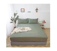 Sábana Ajustable 100% Algodón Lavado Bolsillo Hondo 25cm Suave Transpirable Patrón Rejilla Fondo para Small Double 4ft Twin Full Queen King 1 Pieza Sin Funda Fácil Cuidado Hipoalergénico