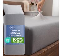 Sábana Ajustable 180x200 cm - Sábana de Jersey elástica 100% algodón Natural, certificada Oeko-Tex, Premium, Suave, Ropa de Cama de algodón, para colchones de muelles hasta 30 cm - Gris Oscuro