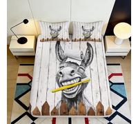 Sábana Ajustable 3D Burro Madera Microfibra Bolsillo Profundo Antideslizante Adultos Dormitorio Donkey Mattress Fitted Cover Lavable 200x200x25cm