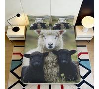 Sábana Ajustable 3D Estampado Oveja Microfibra Borde elástico Bolsillo Profundo Funda colchón Oveja Dormitorio Adultos jóvenes 90x200x25cm