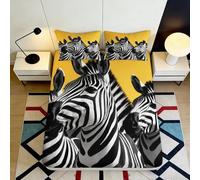 Sábana Ajustable 3D Impresa Cebra Microfibra Bolsillo Profundo Antideslizante Dormitorio Zebra Mattress Fitted Cover Lavable Hogar 140x200x25cm