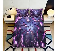 Sábana Ajustable 3D Impresa Colmena Sci-Fi Microfibra Bolsillo Profundo Antideslizante Cama Funda de Colchón Hexagonal 200x200x25cm