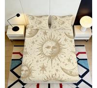 Sábana Ajustable 3D Impresa Cosmos Vintage, Microfibra, Deep Pocket, Sun Moon Mattress Fitted Cover, Antideslizante Lavable 120x200x25cm
