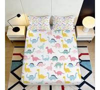 Sábana Ajustable 3D Impresa Dinosaurio Microfibra Bolsillo Profundo Antideslizante Juego de Cama Protector Colchón Dinosaurio Lavable Dormitorio 120x200x25cm