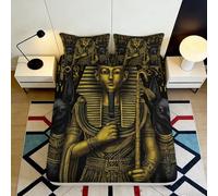Sábana Ajustable 3D Impresa faraón Microfibra Bolsillo Profundo Antideslizante Arte Egipcio Mattress Fitted Cover Dormitorio Lavable 200x200x25cm