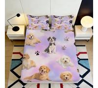 Sábana Ajustable 3D Impresa Perros Microfibra Antideslizante Bolsillo Profundo Ropa de Cama Dormitorio Funda colchón Perro 180x200x25cm
