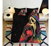 Sábana Ajustable 3D Impreso Fantasma Graffiti Microfibra Bolsillo Profundo Fantasma Graffiti Mattress Fitted Cover Antideslizante Lavable Dormitorio 120x200x25cm