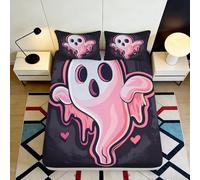 Sábana Ajustable 3D Impreso Fantasma Lindo Microfibra Antideslizante Bolsillo Profundo Ropa de Cama Fantasma Funda de Colchón Lavable 180x200x25cm