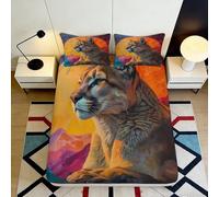 Sábana Ajustable 3D Impreso Patrón Puma Microfibra Bolsillo Profundo Forro Total Cubierta de Colchón Puma Ropa de Cama Hogar 200x200x25cm