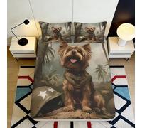 Sábana Ajustable 3D Perro Militar Microfibra Bolsillo Profundo Antideslizante Dormitorio Funda colchón Perro Militar Lavable 140x200x25cm