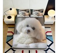 Sábana Ajustable 3D Printed Perro Microfiber Bolsillo Profundo Antideslizante Funda colchón Dormitorio Mascotas Lavable para Adultos 120x200x25cm