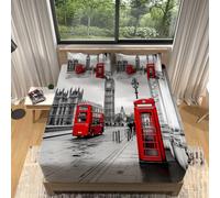 Sábana Ajustable 90 X 200 Cm Sábana Ajustable Elástica Suave De 30 Cmtradicional Londres Monumentosábana Ajustable De Microfibra Rojo Negro Y Blancosuave Transpirable Resistente A La Decoloración