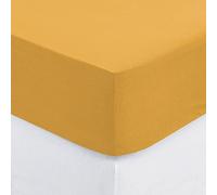 Atmosphera - Sábana Bajera de algodón - Amarillo Mostaza - elástico H 30 cm - 90 x 190 cm