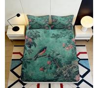 Sábana Ajustable Bird Blossom Impresión 3D Microfibra Bolsillo Profundo Ropa de Cama Bird Blossom Cubierta Antideslizante para Adultos 90x200x25cm