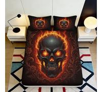Sábana Ajustable Calavera Llama 3D Impresa Microfibra Bolsillo Profundo Antideslizante Ropa Flame Skull Mattress Fitted Cover 140x200x25cm
