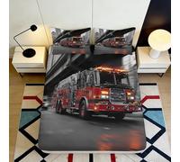 Sábana Ajustable Camión de Bomberos 3D Impreso Microfibra Bolsillo Profundo Antideslizante Fire Truck Mattress Fitted Cover Lavable Dormitorio 140x200x25cm