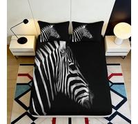 Sábana Ajustable Cebra 3D Impresa Microfibra Bolsillo Profundo Antideslizante Ropa de Cama Zebra Mattress Fitted Cover Lavable Envolvente 140x200x25cm