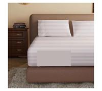 Sábana Ajustable de algodón for niños, tamaño Individual, matrimonial, Queen o King. satén Sedoso a Rayas for Cama Doble(Ivory White,180x200x35cm)