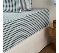 Sábana ajustable de algodón seersucker 30 cm, Cottage azul. Talla Cama 160cm (160x200cm). Color Azul