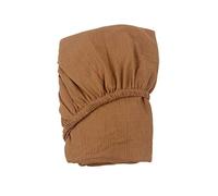 Sábana ajustable de muselina para cuna, sábana de algodón suave y transpirable para bebé, apta para niños pequeños estándar, color naranja y marrón..