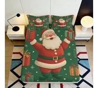 Sábana Ajustable de Santa Claus 3D Impresa Microfibra Bolsillo Profundo Antideslizante Borde elástico Funda colchón Navidad Lavable para Dormitorio Todas Las Edades 180x200x25cm