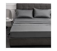 Sábana Ajustable De Satén Algodón De Fibra Larga 60S Bolsillo Profundo 30cm Alta Densidad Sedoso Suave Transpirable Fondo para Queen King Double Twin 1 Pieza Sin Funda De Almohada Fácil Cuidado